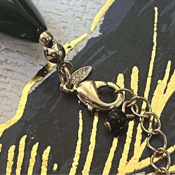 Vintage NWT Long Chunky Black and Gold Acrylic Beaded Necklace C1 - Picture 10 of 11